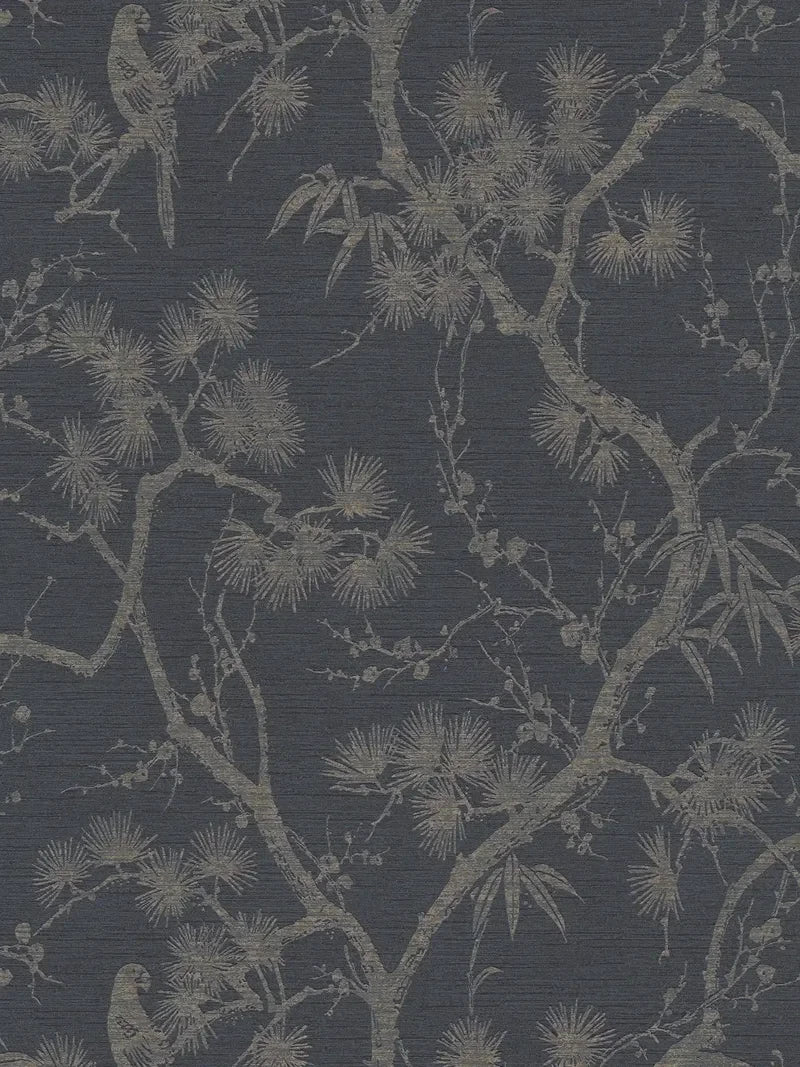 Mio wallpaper in Black by Natty & Polly, full pattern view