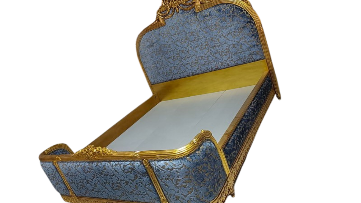 Louis French Style King Carved Gold Leaf Bed, Cocolea, , ,