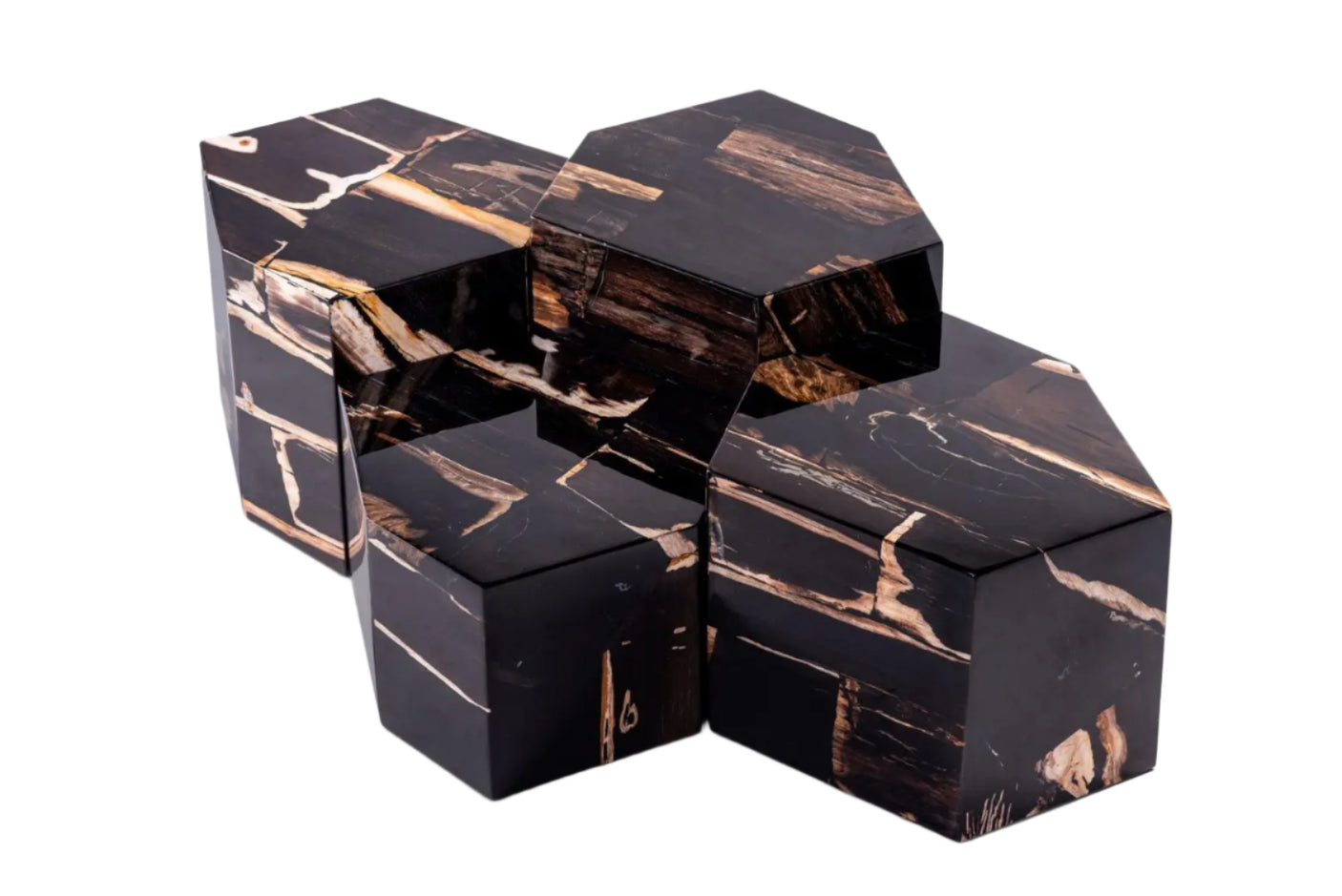 Quattro Modular Petrified Wood Coffee Table Set — Luxe Neutral Collection, Cocolea, , ,