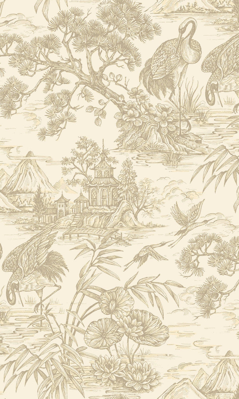 Natoru wallpaper in Cream by Natty & Polly, full pattern view
