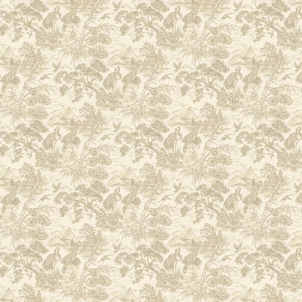 Natoru wallpaper in Cream by Natty & Polly, full pattern view