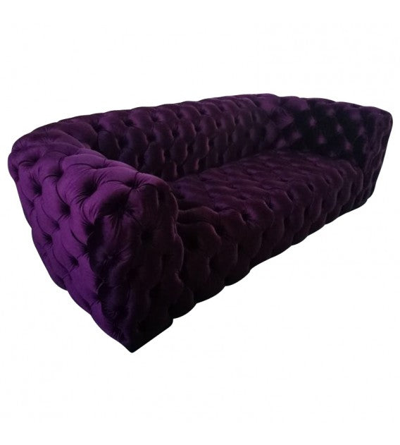 Roundback Plush Purple Velvet Chesterfield Three seat Lounge, Cocolea, , ,