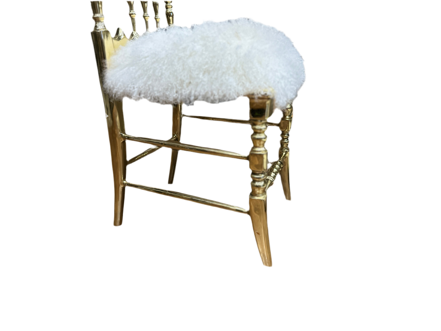 Mongolian Fur Dressing Chair in Brass Frame, Cocolea, , ,