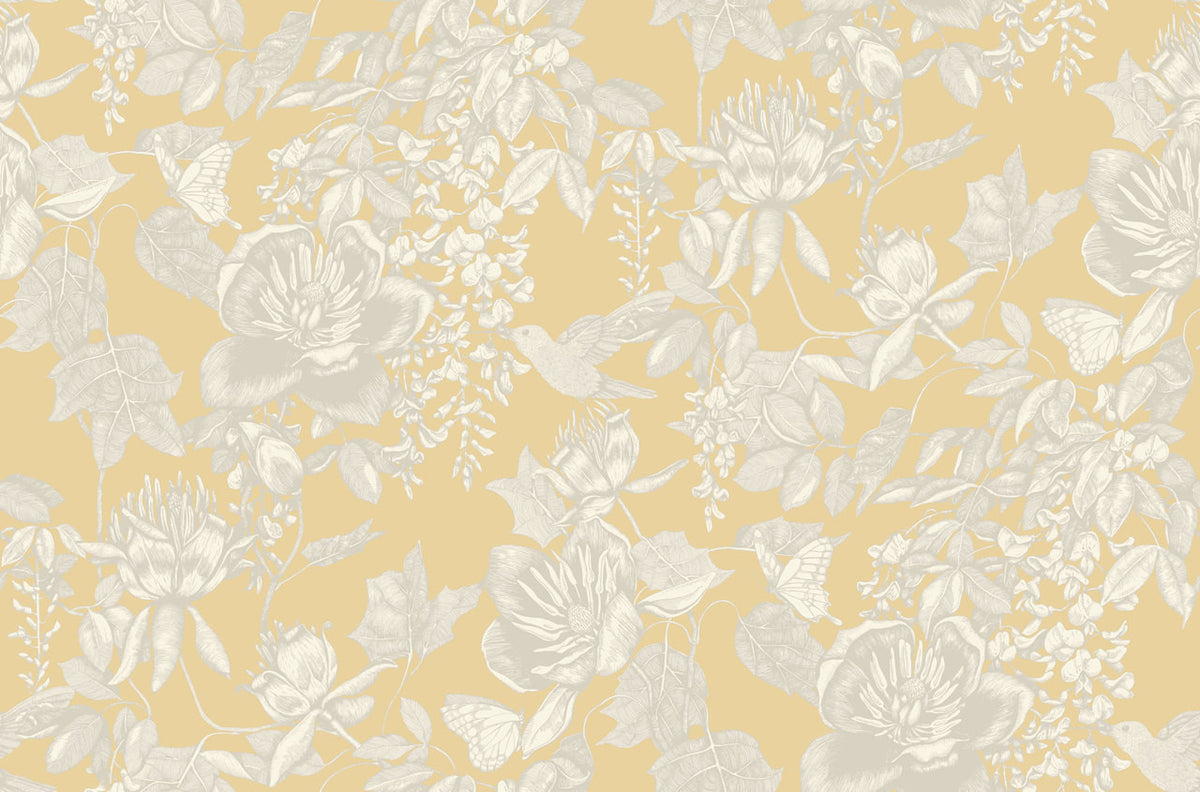 Tivoli Wallpaper, Cocolea Natty & Polly, Soft Yellow / Pale Grey, Per roll (53 cm × 10 m),