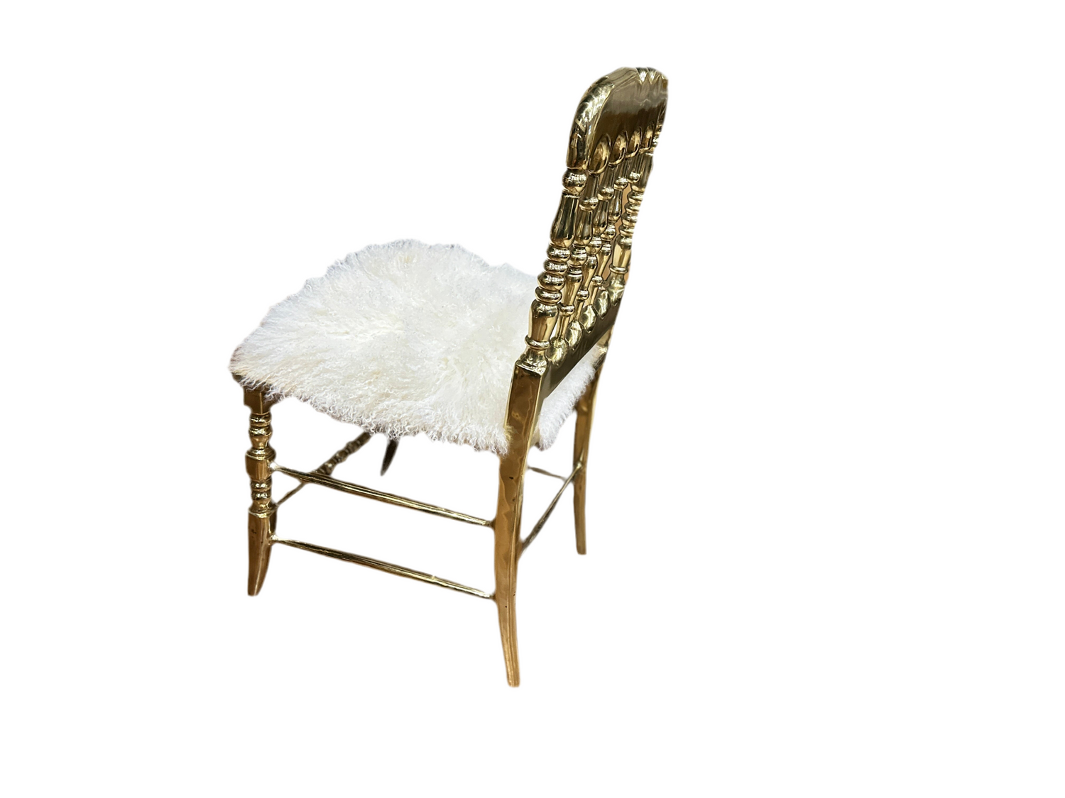 Mongolian Fur Dressing Chair in Brass Frame, Cocolea, , ,