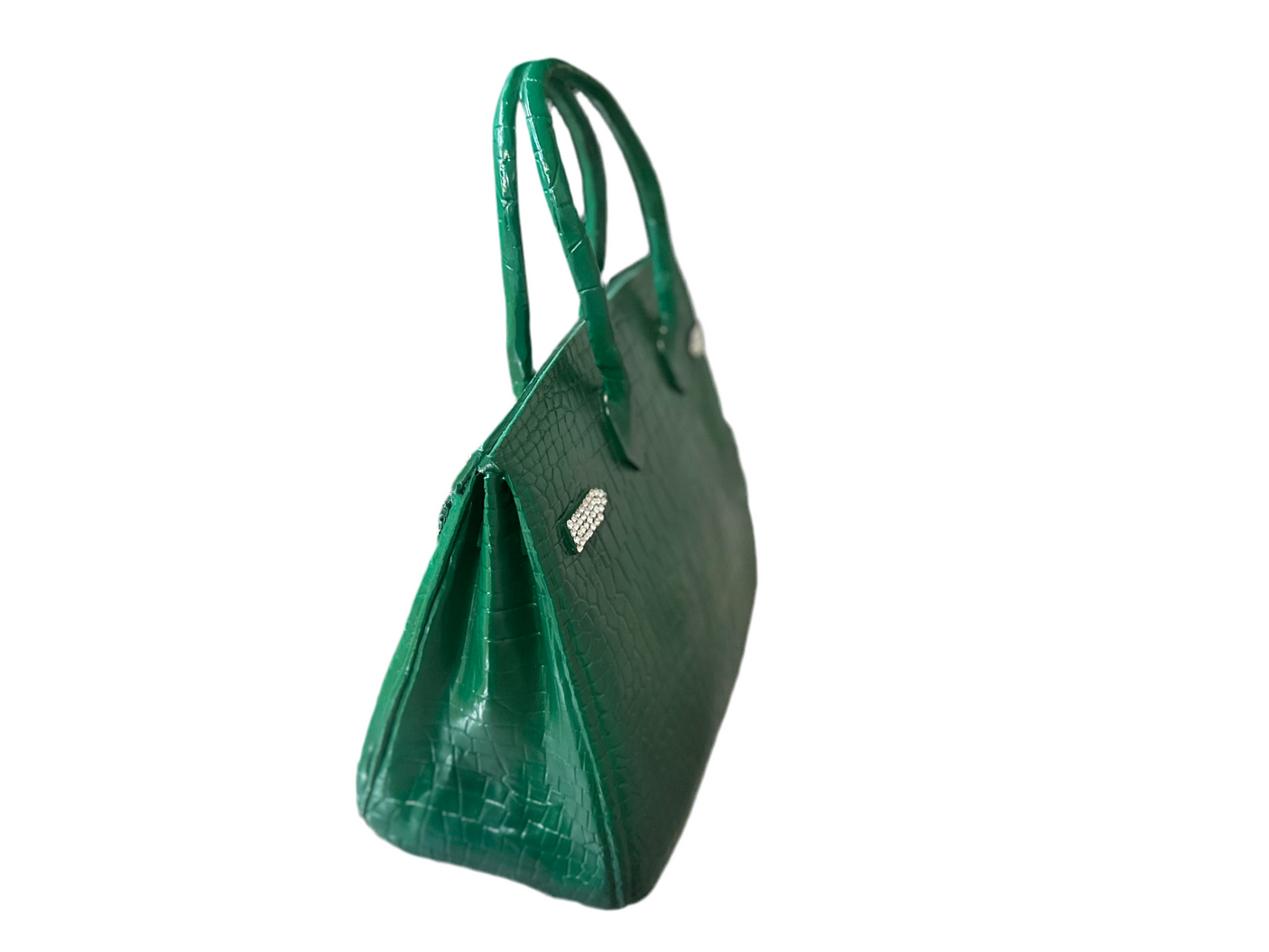 Luxury Birkin 40 Emerald Green Handbag - Swarovski Crystal Brass Details, Cocolea, , ,