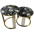 Sudoku Black Monochrome Agate Nestling Table Set with Gold Metal Frame, Cocolea, , ,