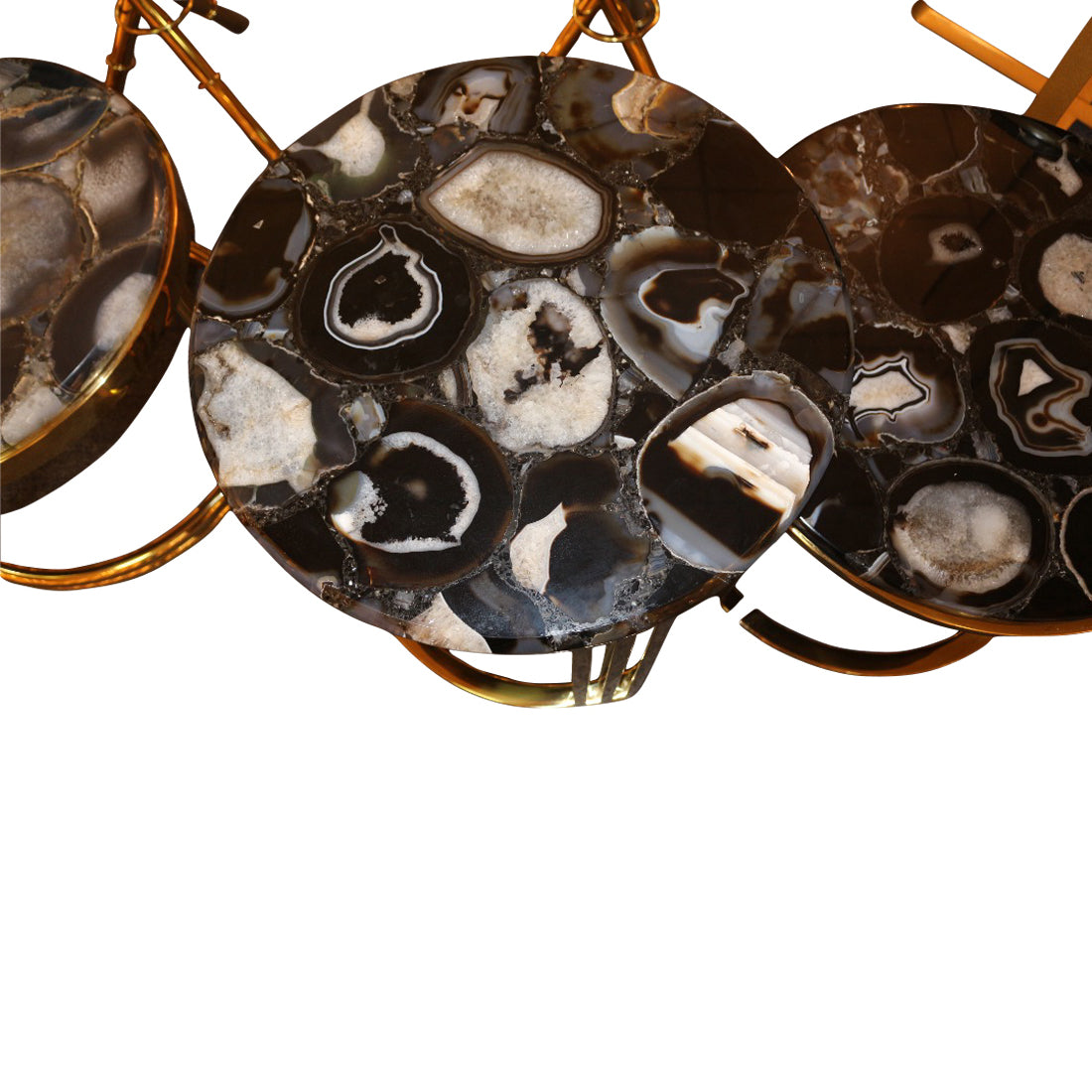 Sudoku Black Monochrome Agate Nestling Table Set with Gold Metal Frame, Cocolea, , ,