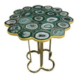 Clover Emerald Green Agate Stone End Table with Gold Metal Base, Cocolea, , ,