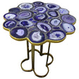 Iris Purple Agate Accent Table with Gold Metal Base, Cocolea, , ,