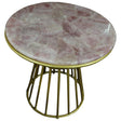 Blush Roze Quartz Side Table with Gold Metal Frame, Cocolea, , ,
