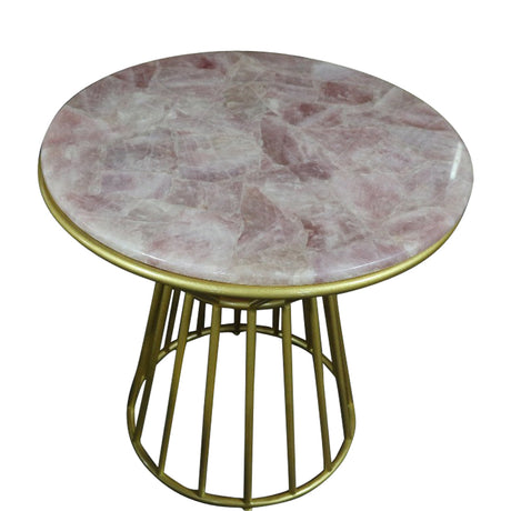 Blush Roze Quartz Coffee Table with Gold Metal Frame, Cocolea, , ,
