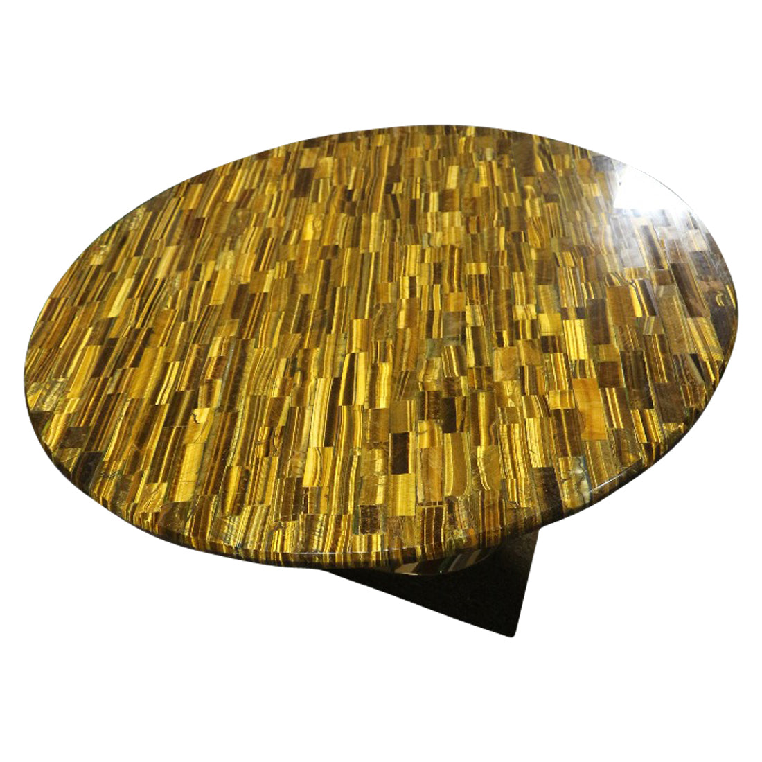 Honeycomb Gold Tiger Eye Stone Coffee Table with Gold Metal Base, Cocolea, , ,