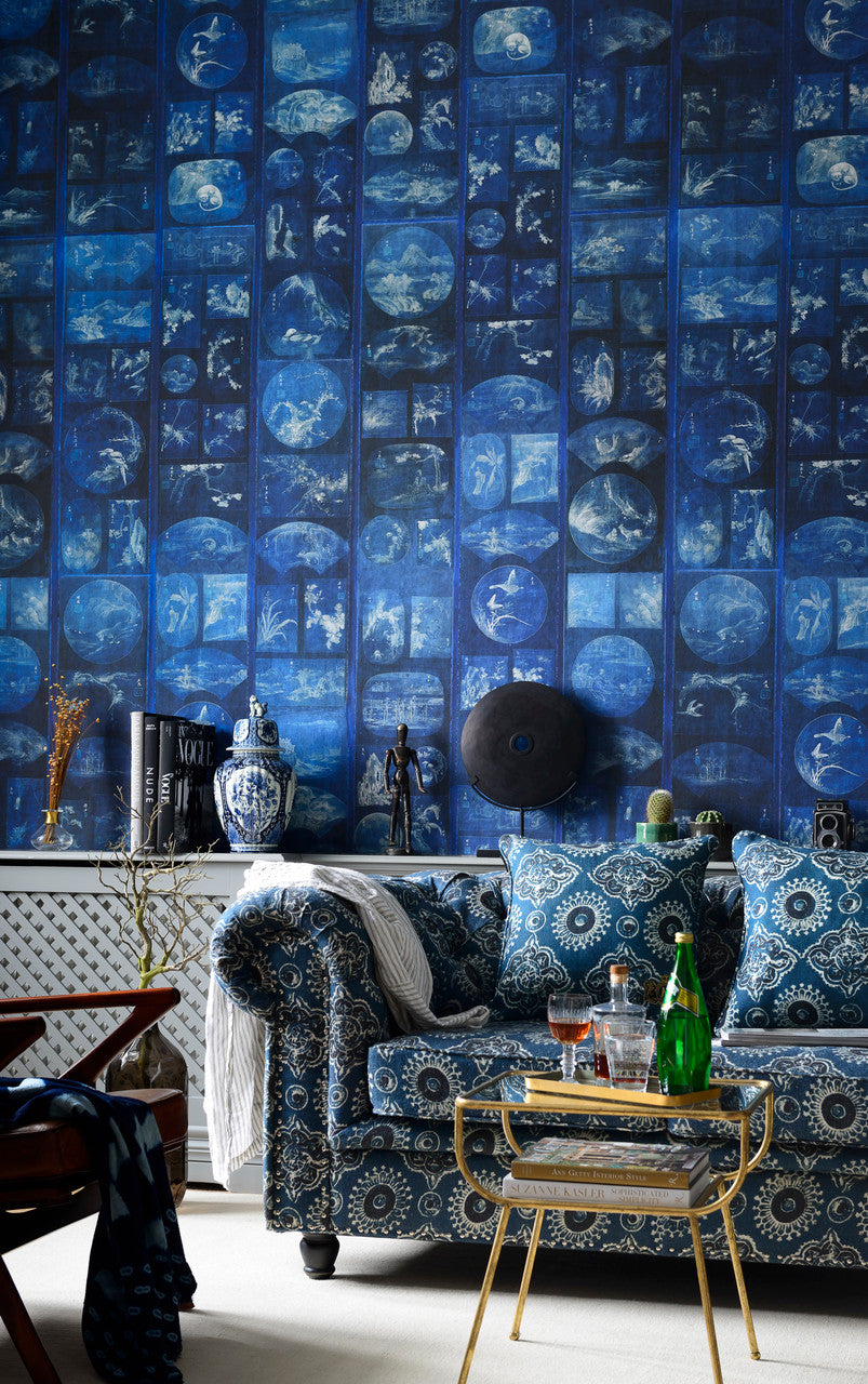 Aizome Collage Wallpaper, Cocolea Natty & Polly, Per roll (52 cm × 9 m), ,