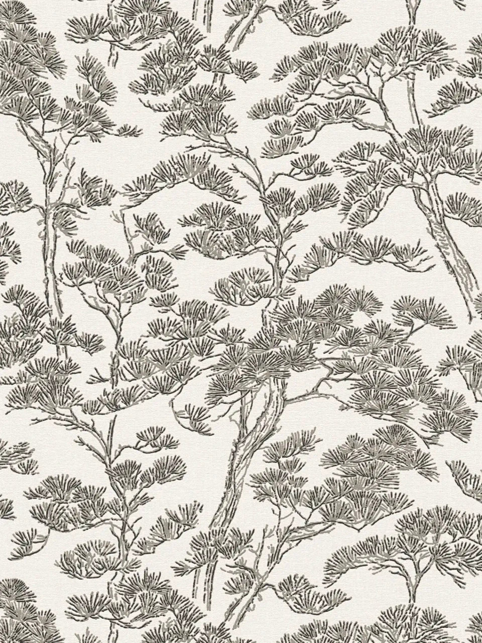 Rococo wallpaper in Black / White by Natty & Polly, full pattern view