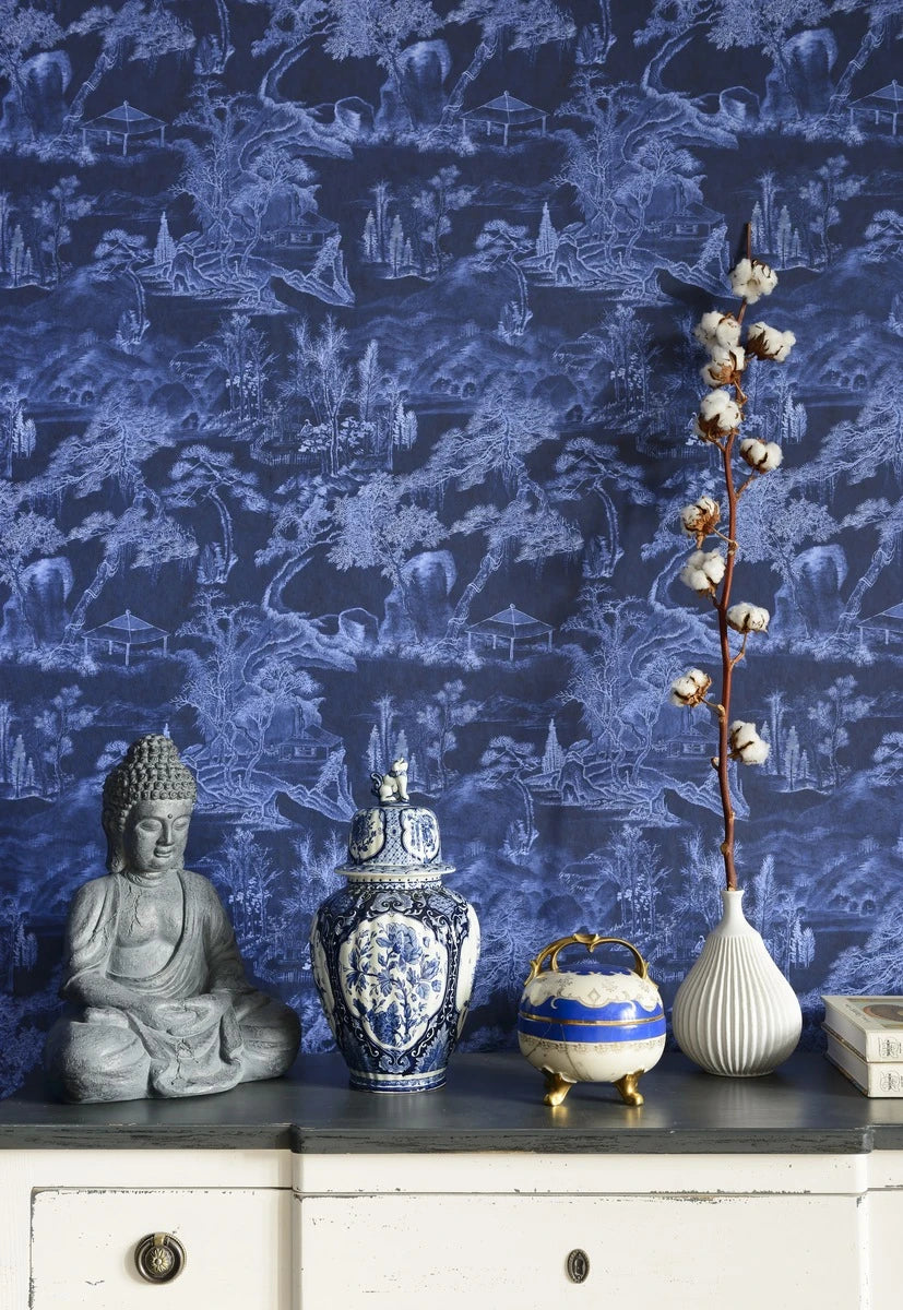 Asian Scenery wallpaper by Natty & Polly, full pattern view