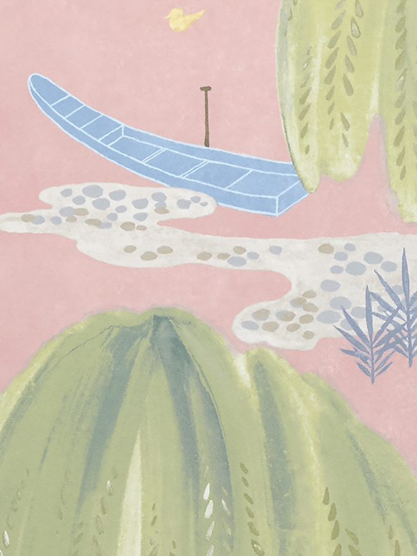 Willow Tree wallpaper in Blush by Natty & Polly, full pattern view