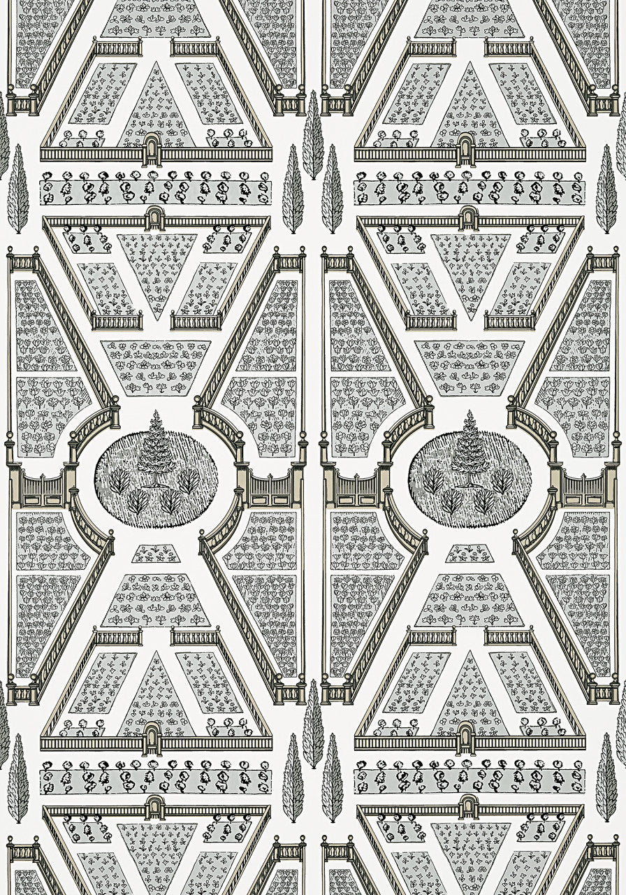 Aerial Garden Wallpaper, Cocolea Natty & Polly, Monochrome, Per roll (68.6 cm × 10.06 m),