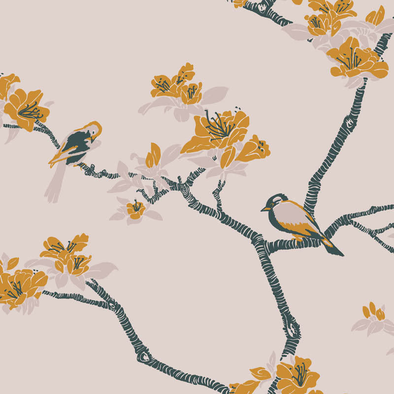 Azalea wallpaper in Luna by Natty & Polly, full pattern view