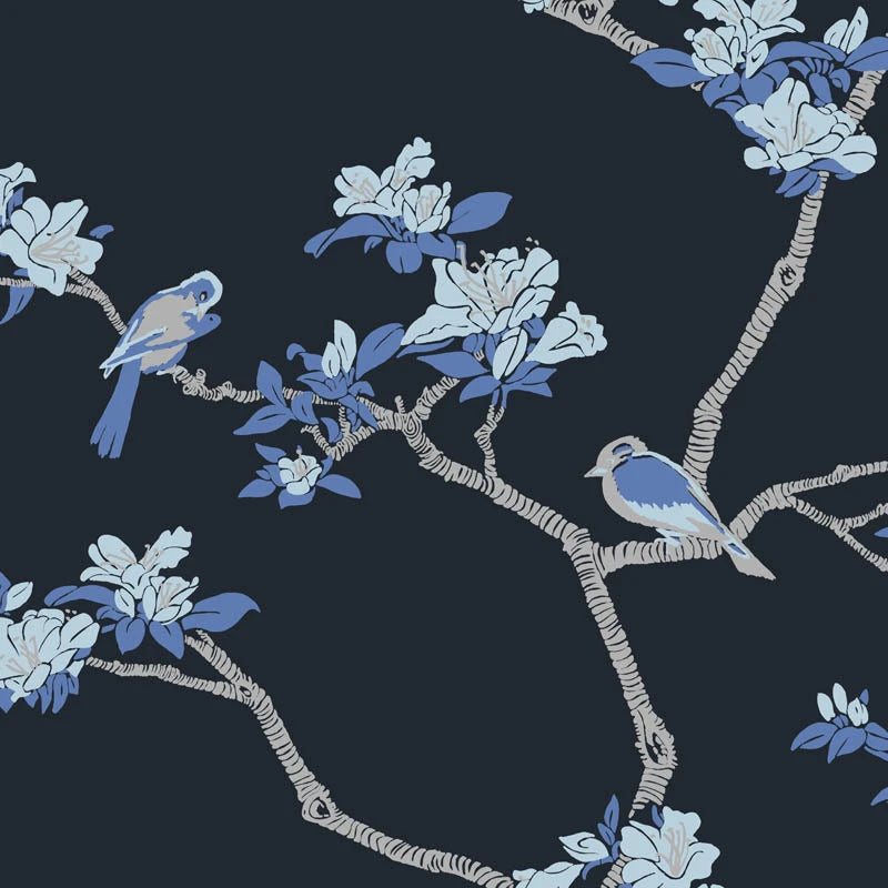 Azalea wallpaper in Moonlight by Natty & Polly, full pattern view