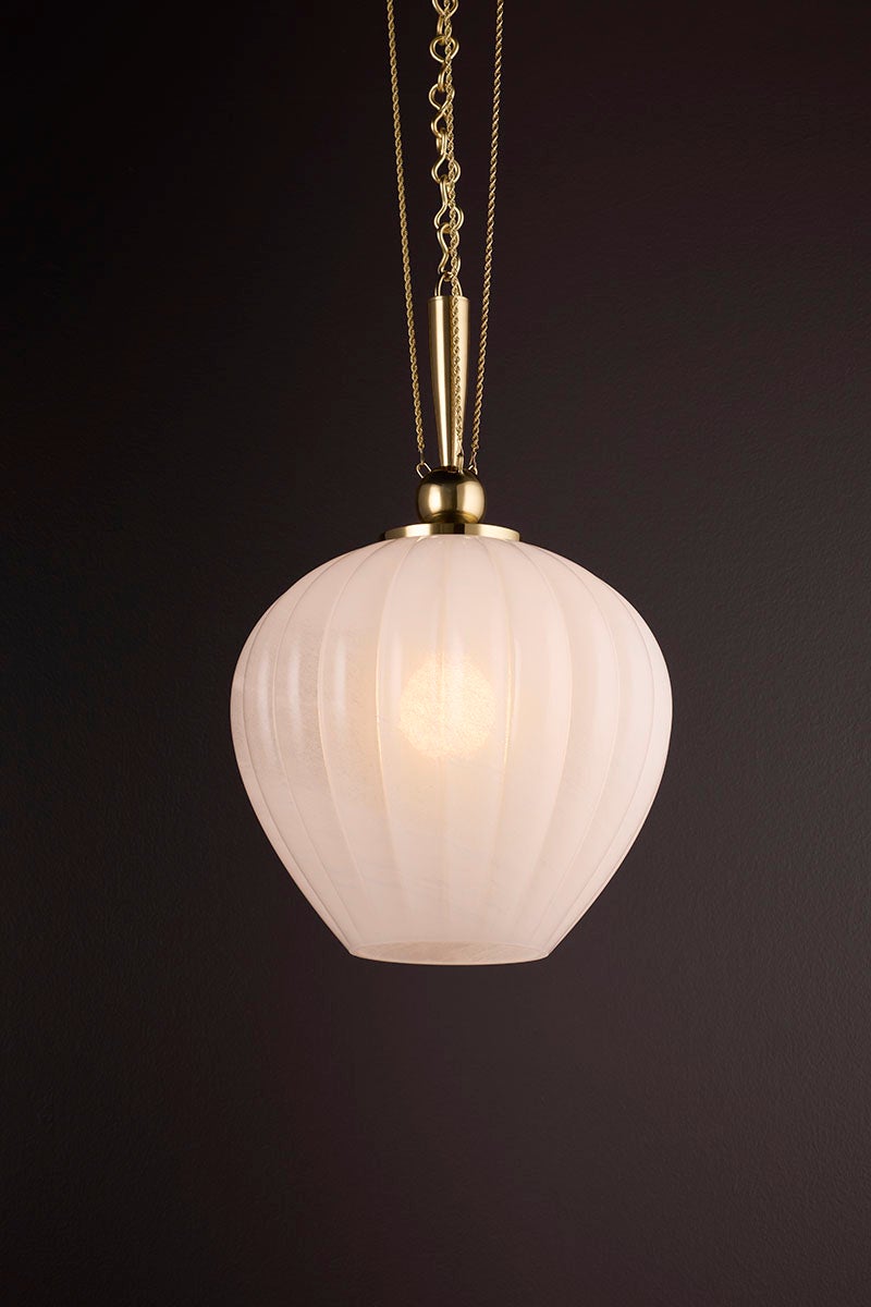 Azurite Pendant in Vintage Polished Brass – view 2