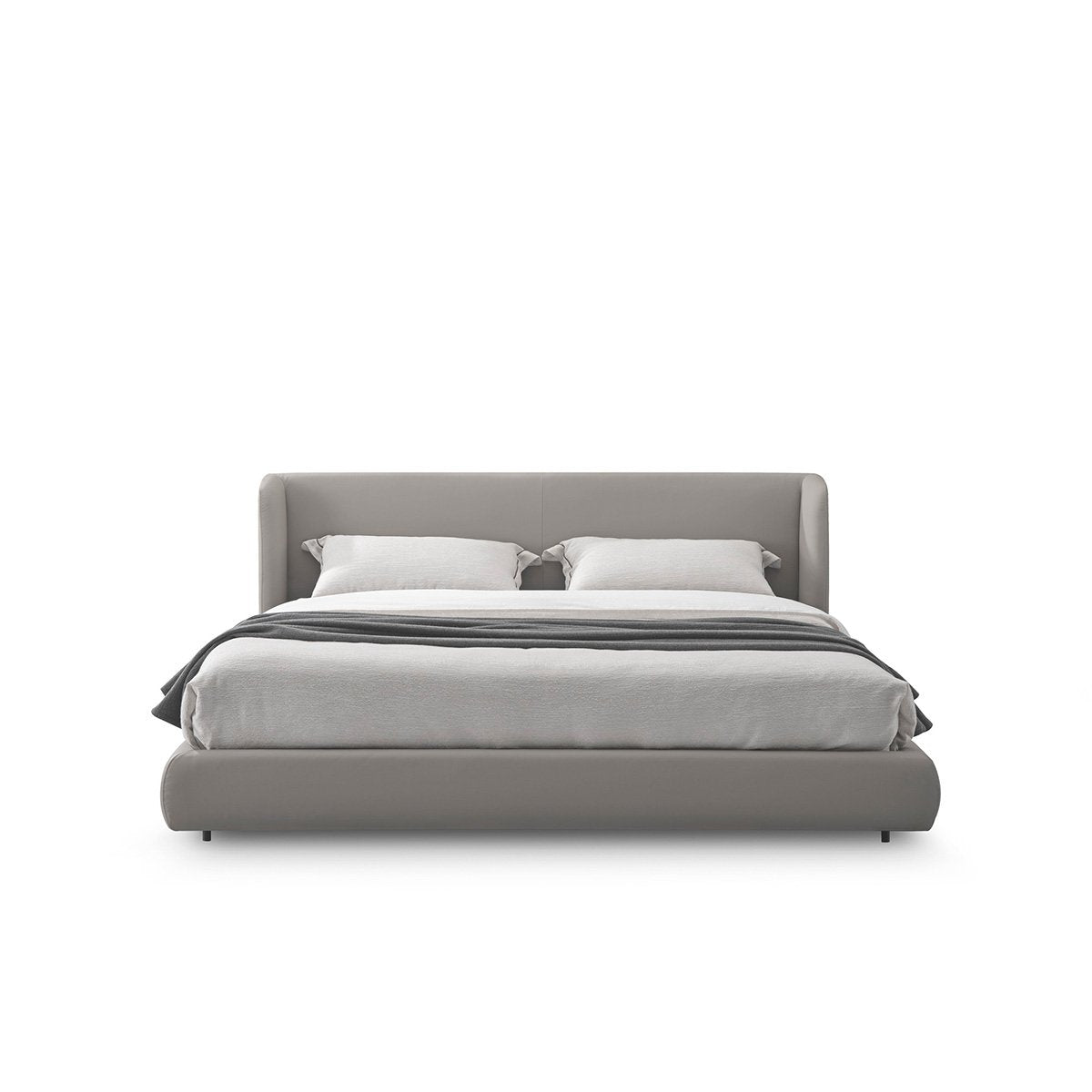Maison Debrah Bregorra low-profile half leather upholstered bed on matte black legs