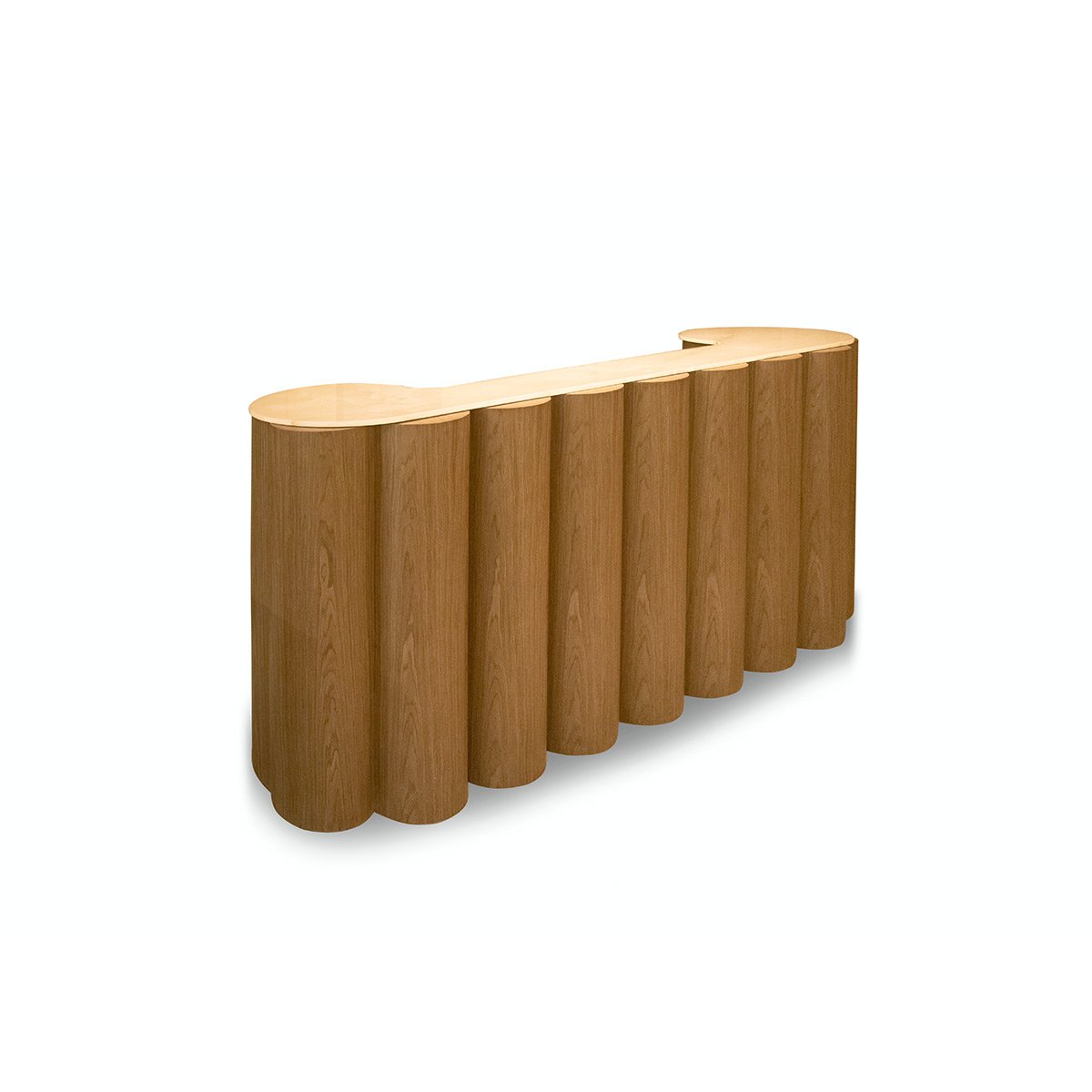Ostrel White Jade Stone Counter Table with Rounded Walnut Columns, Maison Debrah, , ,