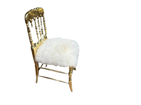 Mongolian Fur Dressing Chair in Brass Frame, Cocolea, , ,