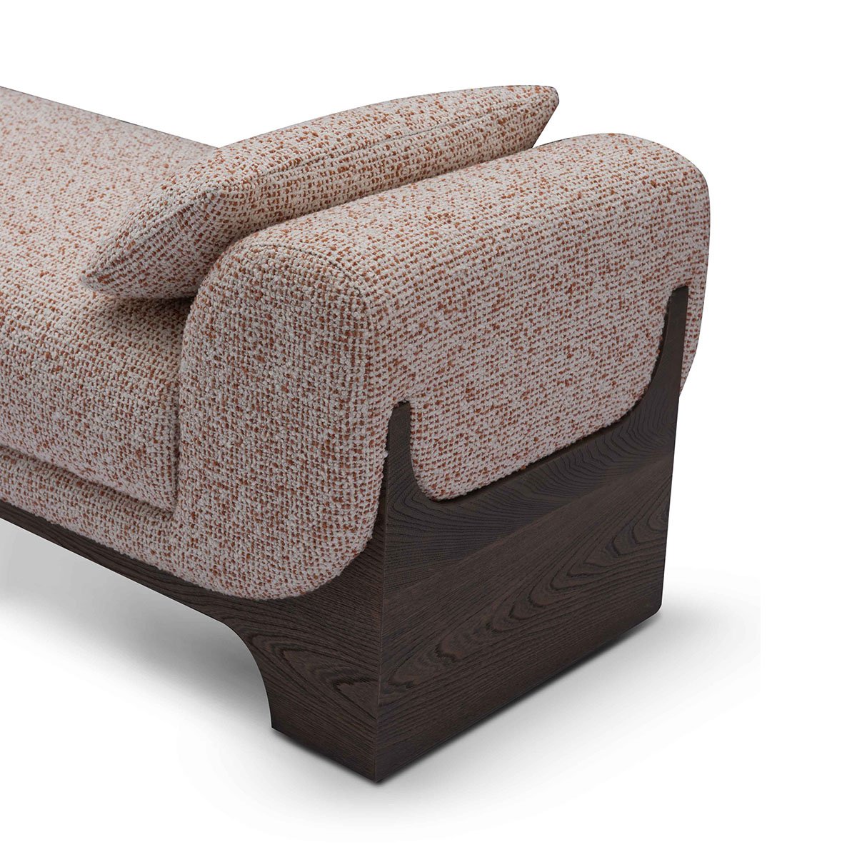 Maison Debrah Lynor fully upholstered bench on a light grey ash veneer base — view 3