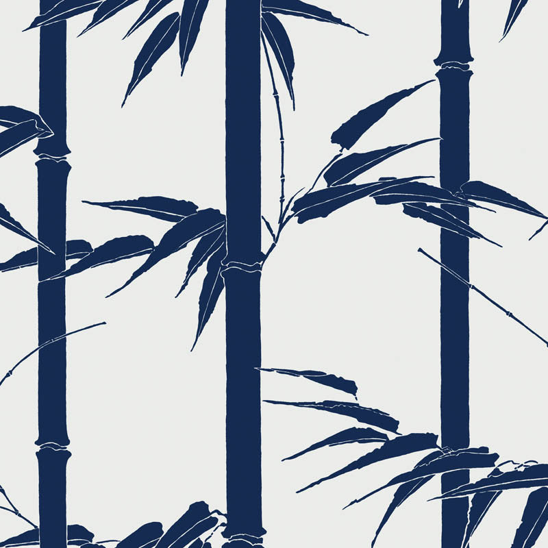 Bamboo Hawaii wallpaper in Deep Sea by Natty & Polly, full pattern view