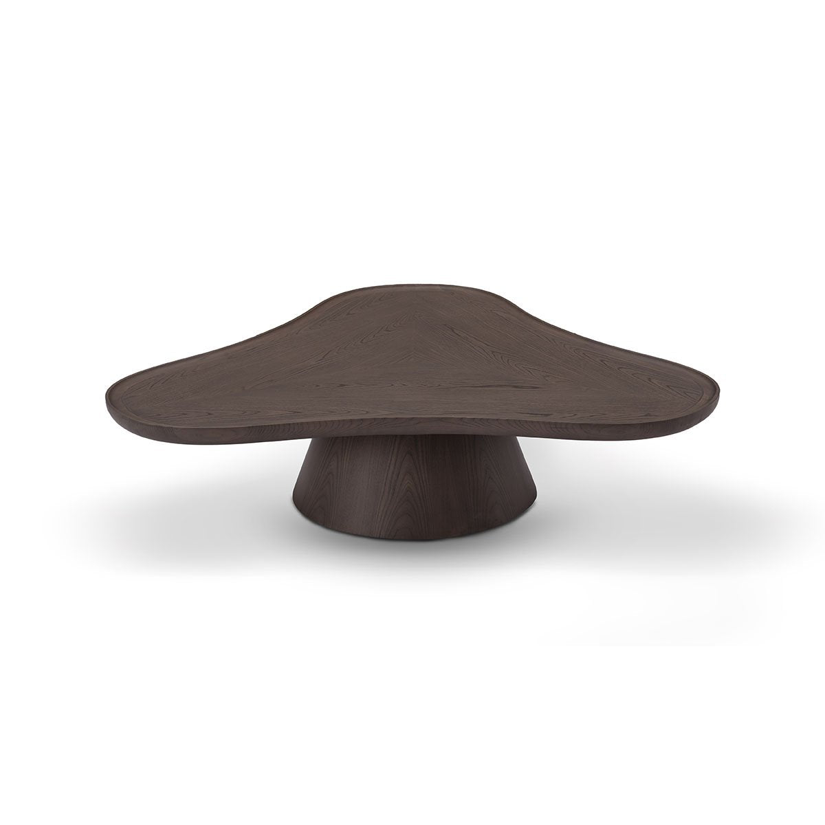 Maison Debrah Neris free-form coffee table in dark grey elm veneer on tapered pedestal — view 3