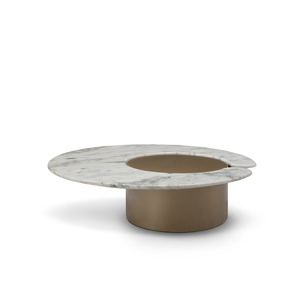 Genvor Round Arabescato Marble Coffee Table with Brass Column, Maison Debrah, , ,