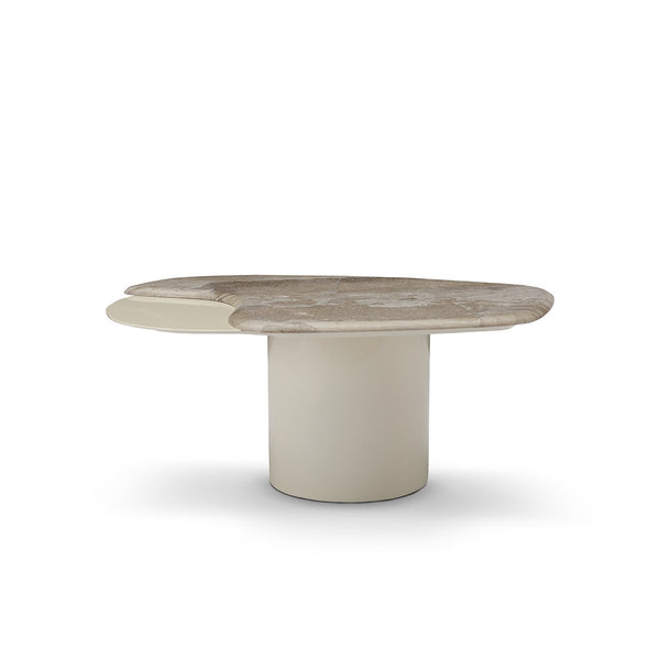 Lvaren Maple Brown Marble Coffee Table with Cream Gloss Pedestal, Maison Debrah, , ,