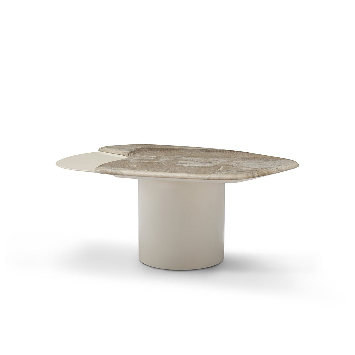 Lvaren Maple Brown Marble Coffee Table with Cream Gloss Pedestal, Maison Debrah, , ,