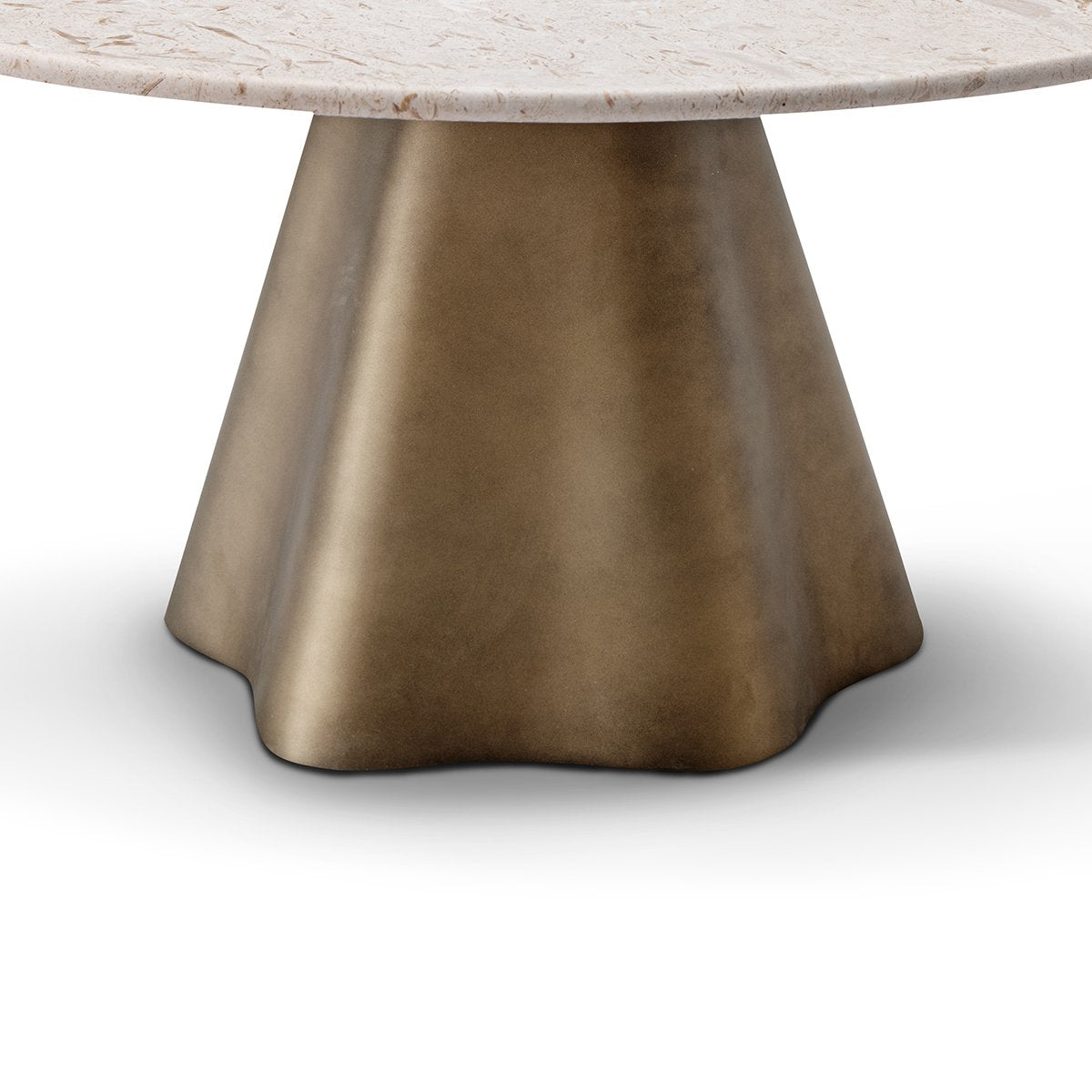 Dorval Round Beige Marble Coffee Table with Sculpted Brass Base, Maison Debrah, , ,