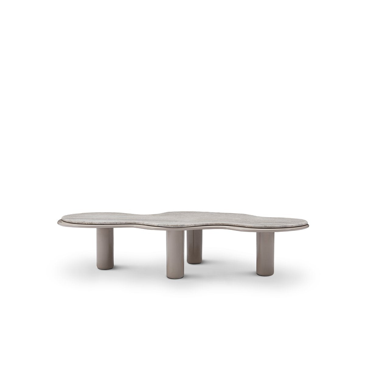 Hestor Cloud-Shaped Travertine Side Table with Khaki Gloss Legs, Maison Debrah, , ,