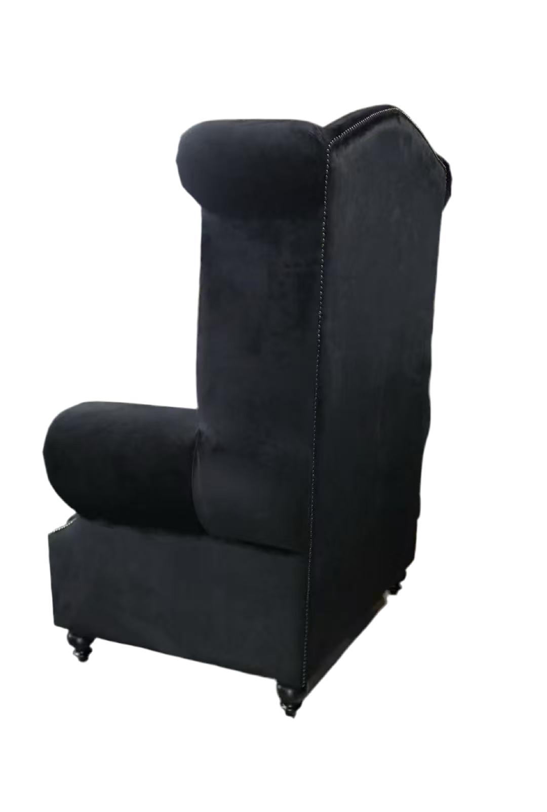 Handmade Chesterfield Wingback Chair - Plush Black Velvet & Silver Studs, Cocolea, , ,