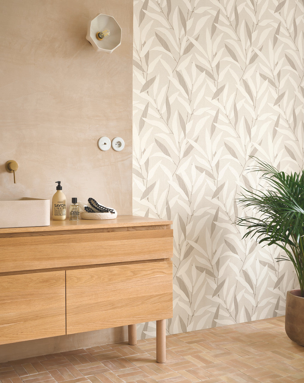 Alba Wallpaper, Cocolea Natty & Polly, Chalk White, Per roll (53 cm × 10 m),