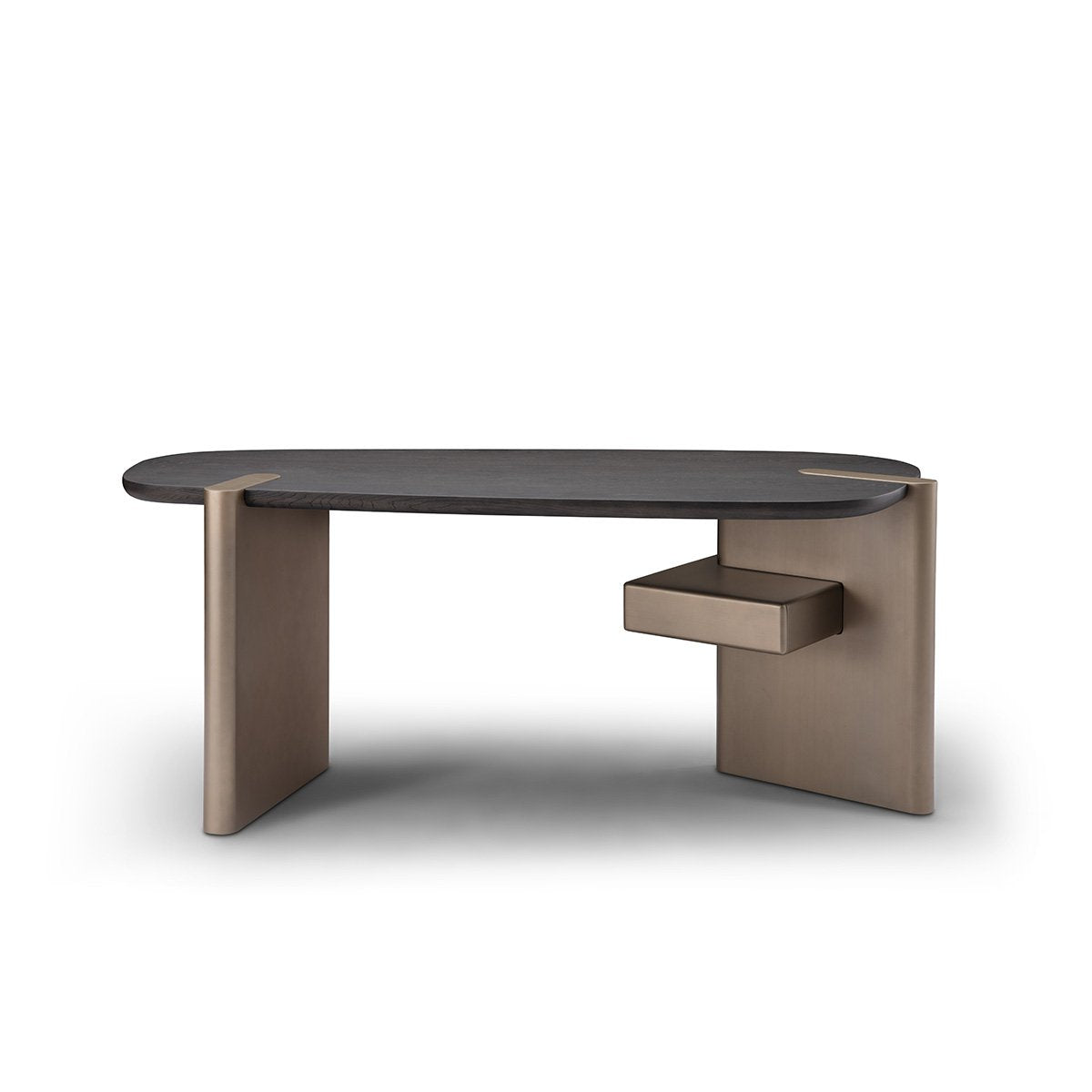 Isoria Dark Grey Elm Veneer Executive Desk with Brass Drawers, Maison Debrah, , ,