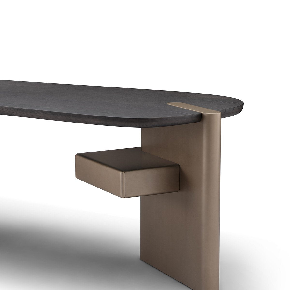 Isoria Dark Grey Elm Veneer Executive Desk with Brass Drawers, Maison Debrah, , ,