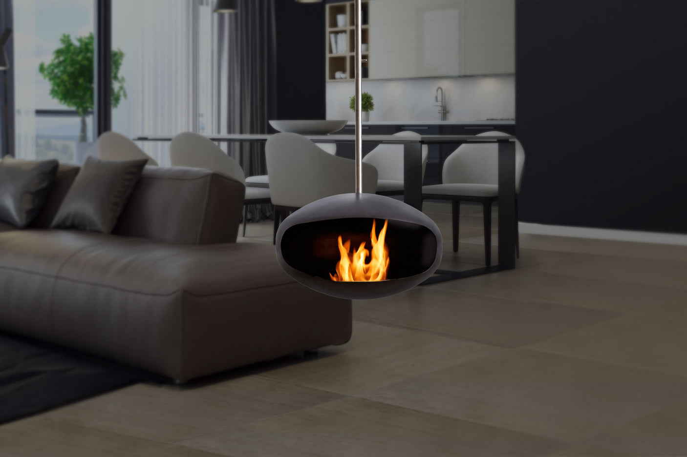 Cocoon Fires Aeris Hanging ALL BLACK -Ethanol Fireplace, Cocolea, , ,