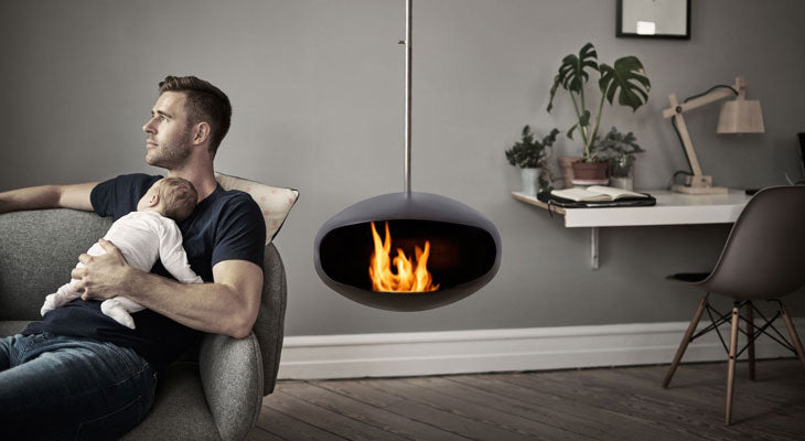 Cocoon Fires Aeris Hanging ALL BLACK -Ethanol Fireplace, Cocolea, , ,