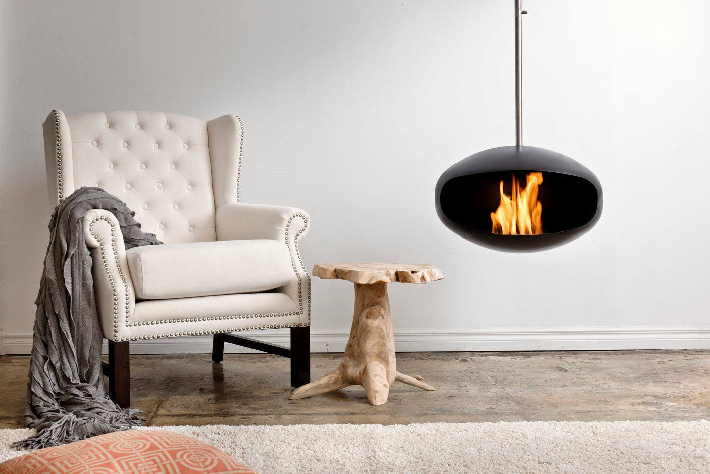 Cocoon Fires Aeris Hanging ALL BLACK -Ethanol Fireplace, Cocolea, , ,