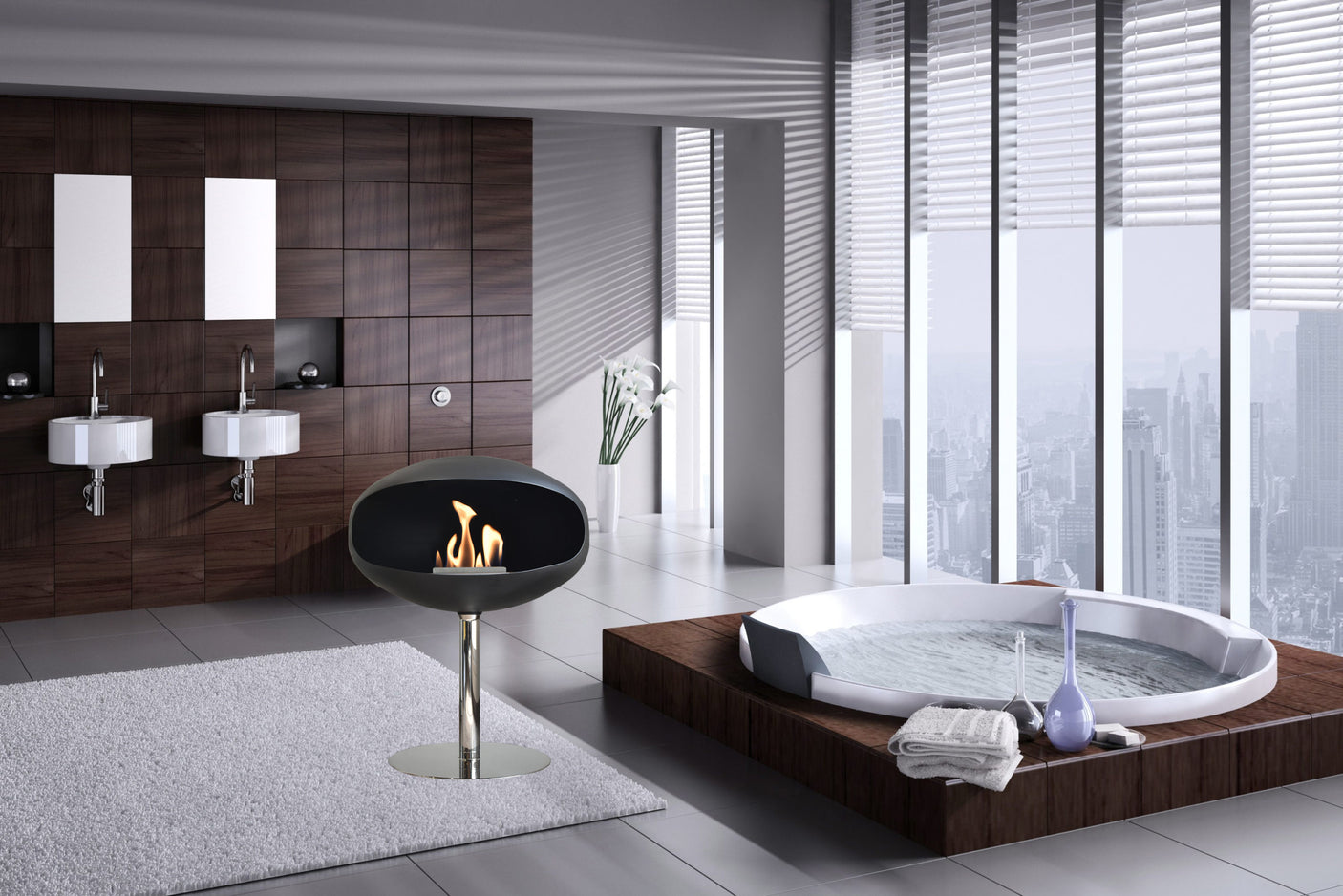 Cocoon Fires Pedastal Standing ALL BLACK - Ethanol Fireplace, Cocolea, , ,