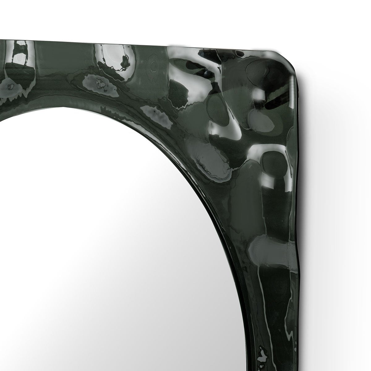 Maison Debrah Aynor square wall mirror with glossy black melted glass and matte black backboard — view 3