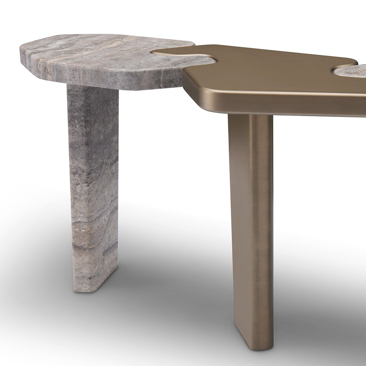 Maison Debrah Varlen travertine and brass console table — view 5