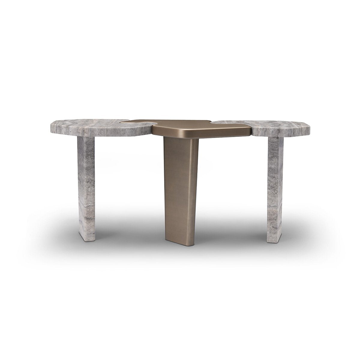 Maison Debrah Varlen travertine and brass console table — view 6