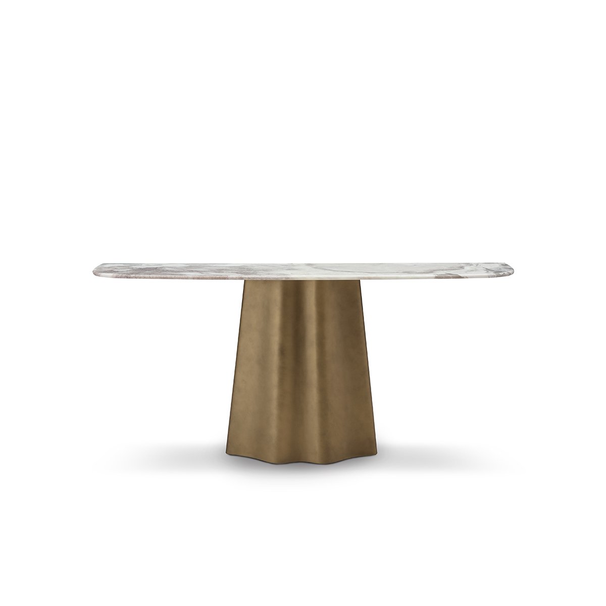 Ulvon Dover White Marble Console Table on Faceted Brass Pedestal, Maison Debrah, , ,