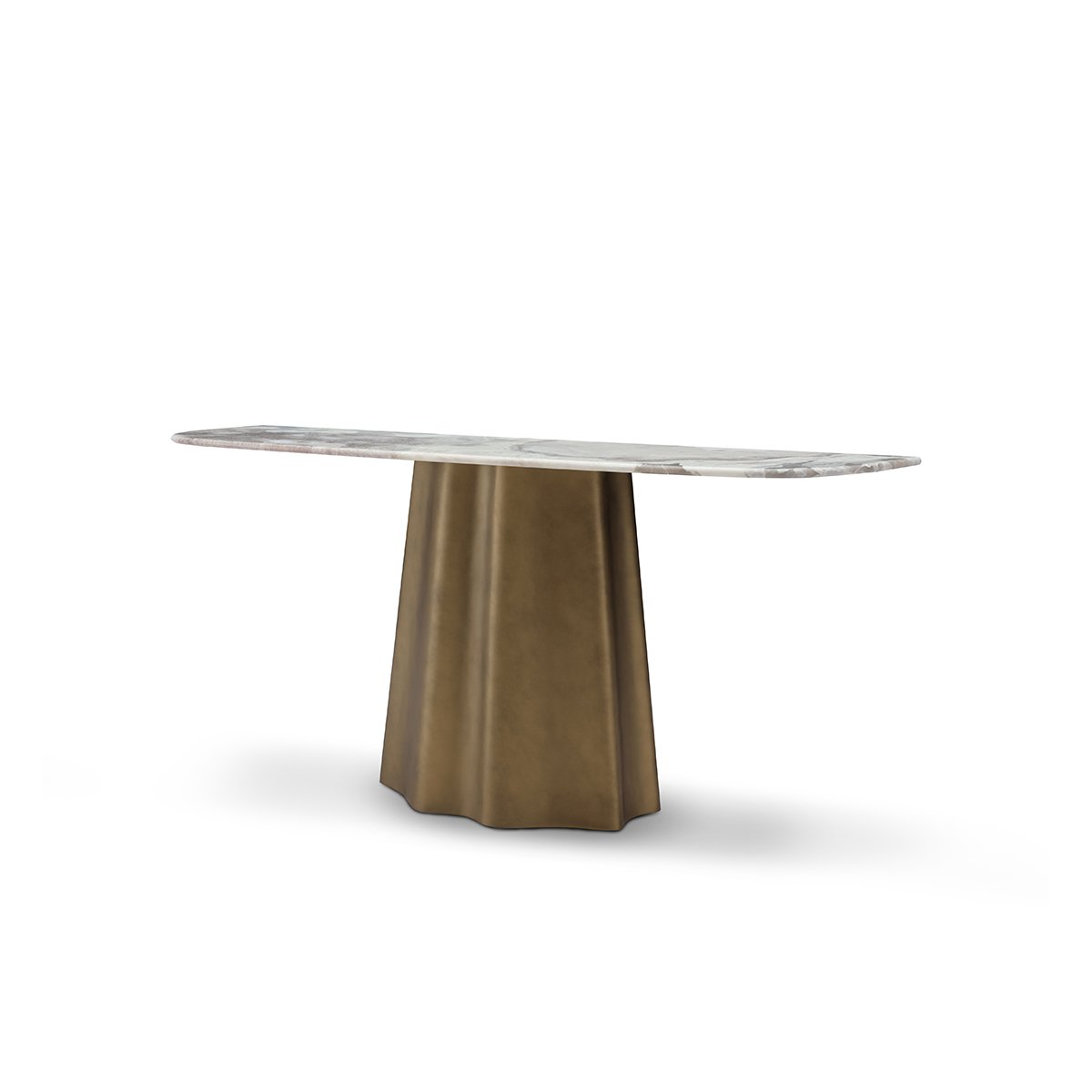 Ulvon Dover White Marble Console Table on Faceted Brass Pedestal, Maison Debrah, , ,