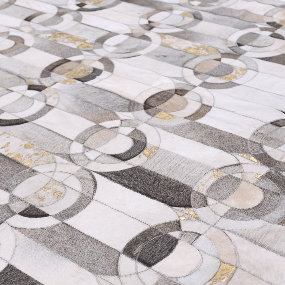 Curvo Gray & Gold Art Hide Rug, Cocolea, , ,